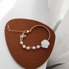 Acrylic Rose Faux Pearl Bracelet Gold - One Size