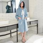 Pom Pom Hooded Tie-neck Robe