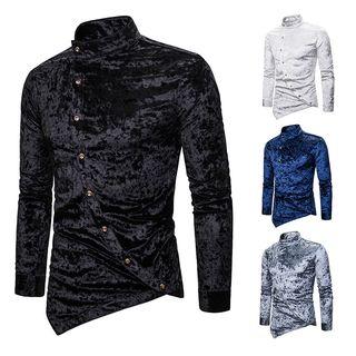 Long-sleeve Asymmetric Velvet Shirt