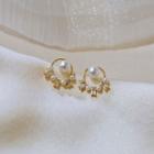 Faux Pearl Rhinestone Hoop Earring 1 Pair - White Pearl - Gold - One Size