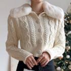 Faux Fur Collar Cardigan