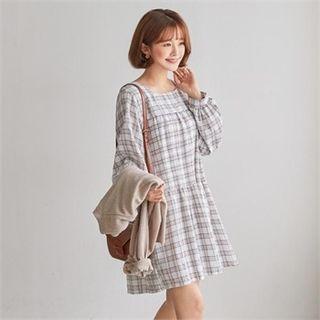 Square-neck Plaid Mini Dress
