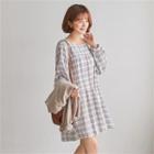 Square-neck Plaid Mini Dress