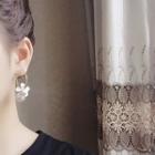 Faux Pearl Flower Hoop Earring