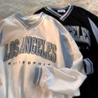 V-neck Lettering Embroidered Sweatshirt
