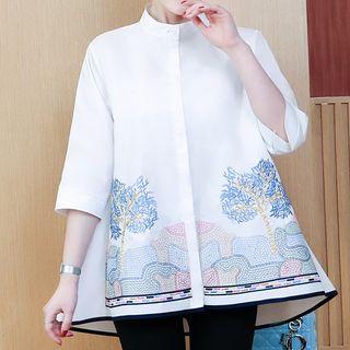 3/4-sleeve Embroidered Tunic