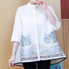 3/4-sleeve Embroidered Tunic