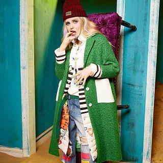 Contrast-color Melange Coat