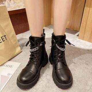 Lace-up Chained Short Boots