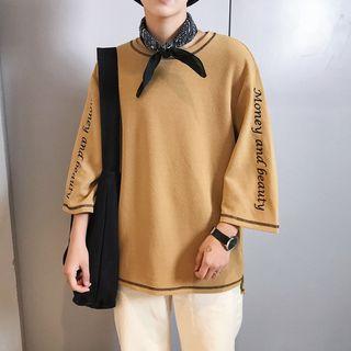 3/4-sleeved Embroidered T-shirt