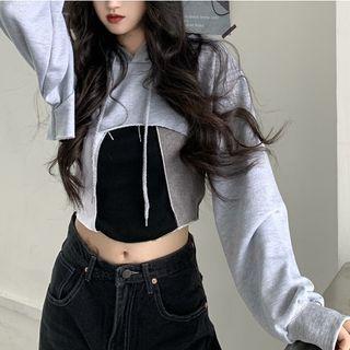 Cropped Hoodie / Color Panel Tank Top