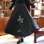 Floral Print Maxi A-line Skirt