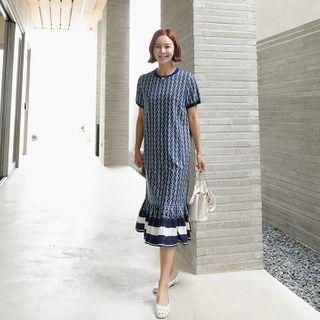 Ruffled Long Pattern Dress
