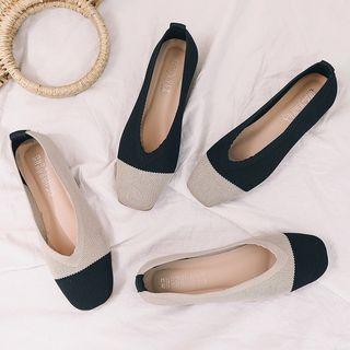 Two-tone Knit Flats
