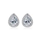 Sterling Silver Elegant Fashion Water Drop-shaped Cubic Zirconia Stud Earrings Silver - One Size