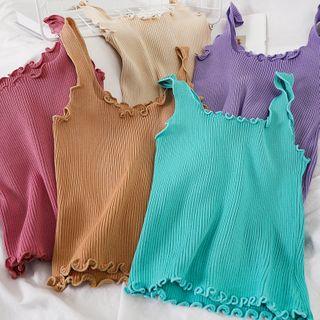 Lettuce Edge Rib-knit Tank Top