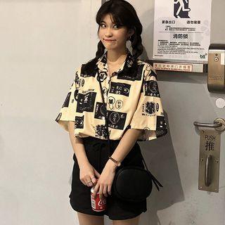 Short-sleeve Printed Shirt / Plain Shorts