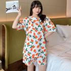 Short-sleeve Fruit Print Loungewear Set