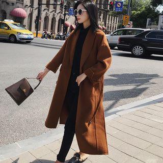Notched-lapel Slit Long Coat