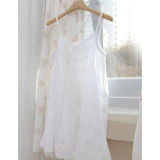 Scallop-hem Embroidered Camisole Top White - One Size