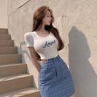 Short-sleeve Lettering T-shirt / Skirt