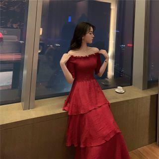 Off-shoulder Maxi Tiered Dress