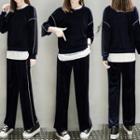 Set: Velvet Pullover + Contrast Trim Sweatpants