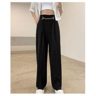 High-waist Chain Wide-leg Dress Pants