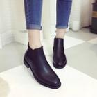 Faux Leather Elastic Panel Block Heel Chelsea Ankle Boots