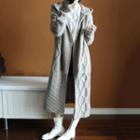 Hooded Cable Knit Long Coat