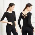 Cross-back T-shirt / Wide Leg Pants / Set