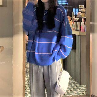 Striped Sweater Sweater - Striped - Blue - One Size