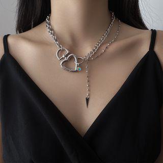 Stainless Steel Heart Necklace 1 Pc - Stainless Steel Heart Necklace - One Size
