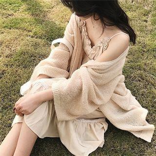 Wide-sleeve Long Cardigan Almond - One Size
