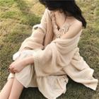 Wide-sleeve Long Cardigan Almond - One Size