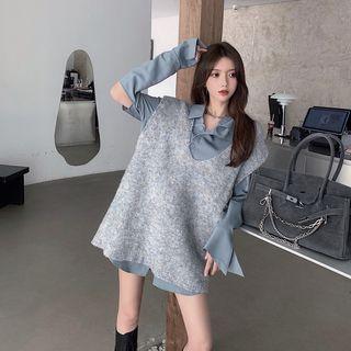 V-neck Loose-fit Vest / Plain Long-sleeve Shirt