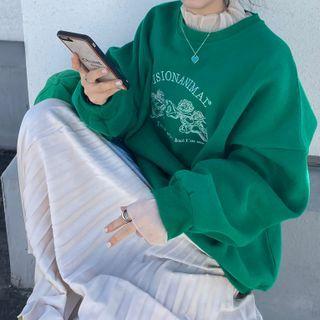 Graphic Print Sweatshirt Green - One Size