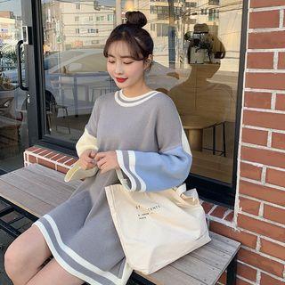 Boxy-fit Ringer Knit Mini Dress