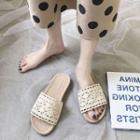 Perforated Faux Leather Slide Sandals