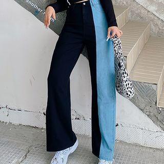 Denim Panel Wide-leg Pants