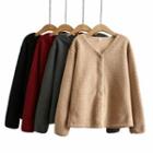 V-neck Single-breasted Fleece Jacket