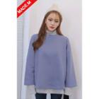 Long-sleeve Round-neck Brushed-fleece Lined T-shirt