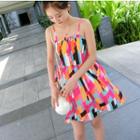 Patterned Strappy Chiffon Dress