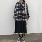 Plaid Shirt Jacket / A-line Midi Skirt