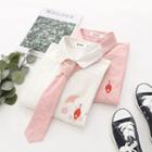 Embroidered Long-sleeve Shirt With Necktie