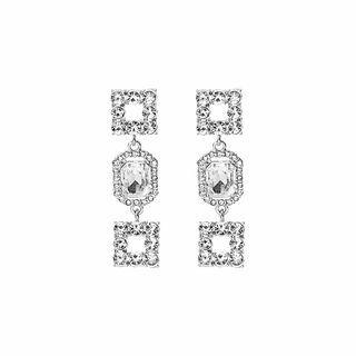 Rhinestone Drop Earring E4889 - 1 Pair - Silver - One Size