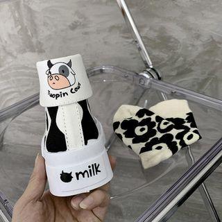 Cow Print High-top Platform Sneakers