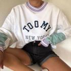Lettering Print Color Block Sweatshirt