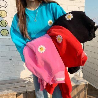 Smiley-flower Semi-cropped Pullover