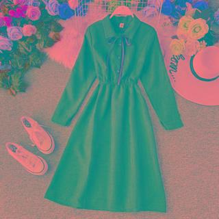 Long-sleeve Button-up A-line Midi Dress